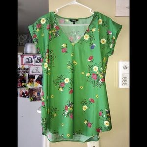 Express green and flowered top